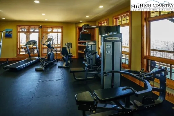 a view of a room with gym equipment