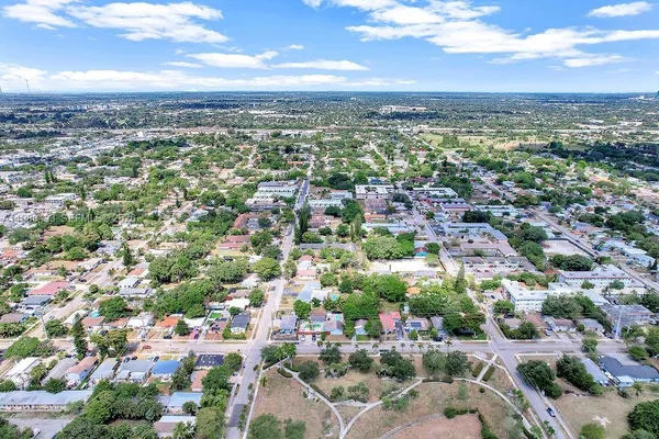 an aerial view of a house
