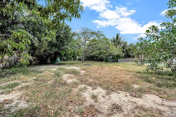 a view of outdoor space with trees all around
