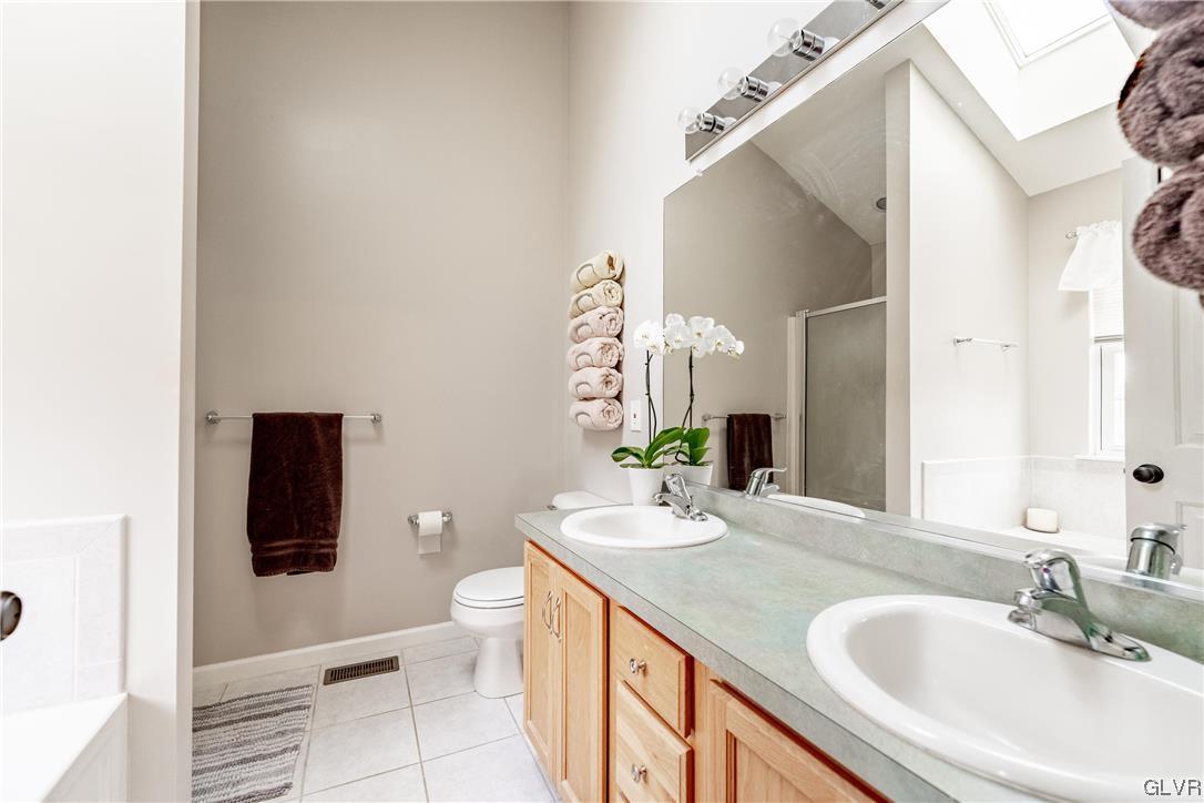 4556 Brighton Road Lower Macungie Township, PA 18062 - Photo 30 of 48 a bathroom with a sink a toilet and mirror