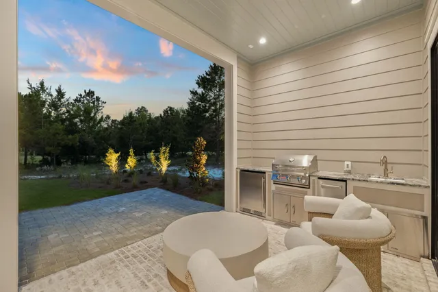 a outdoor living space with furniture