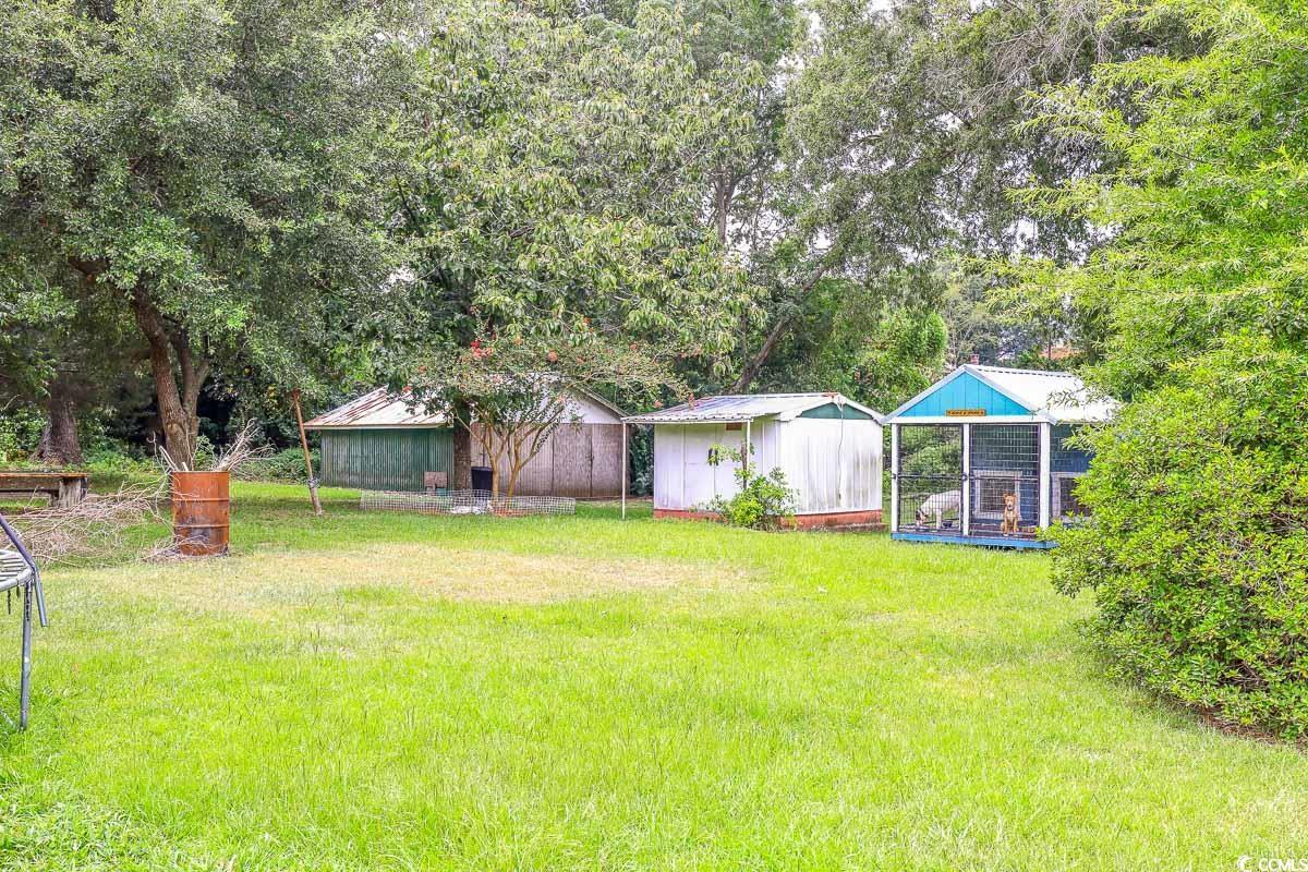 213 North Magnolia Avenue Andrews, SC 29510 - Photo 2 of 20 View of grassy yard with an outdoor structure, exterior structure, and view of scattered trees