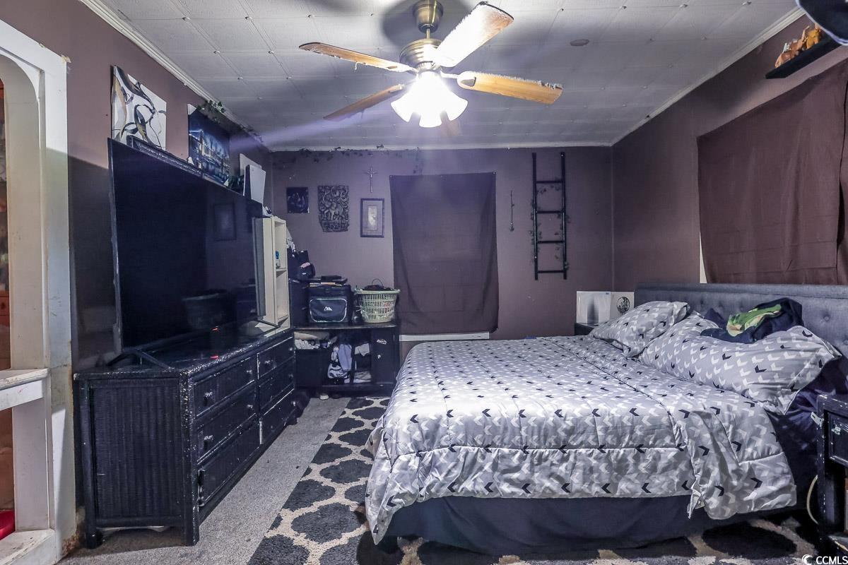 213 North Magnolia Avenue Andrews, SC 29510 - Photo 4 of 20 Carpeted bedroom with crown molding and ceiling fan