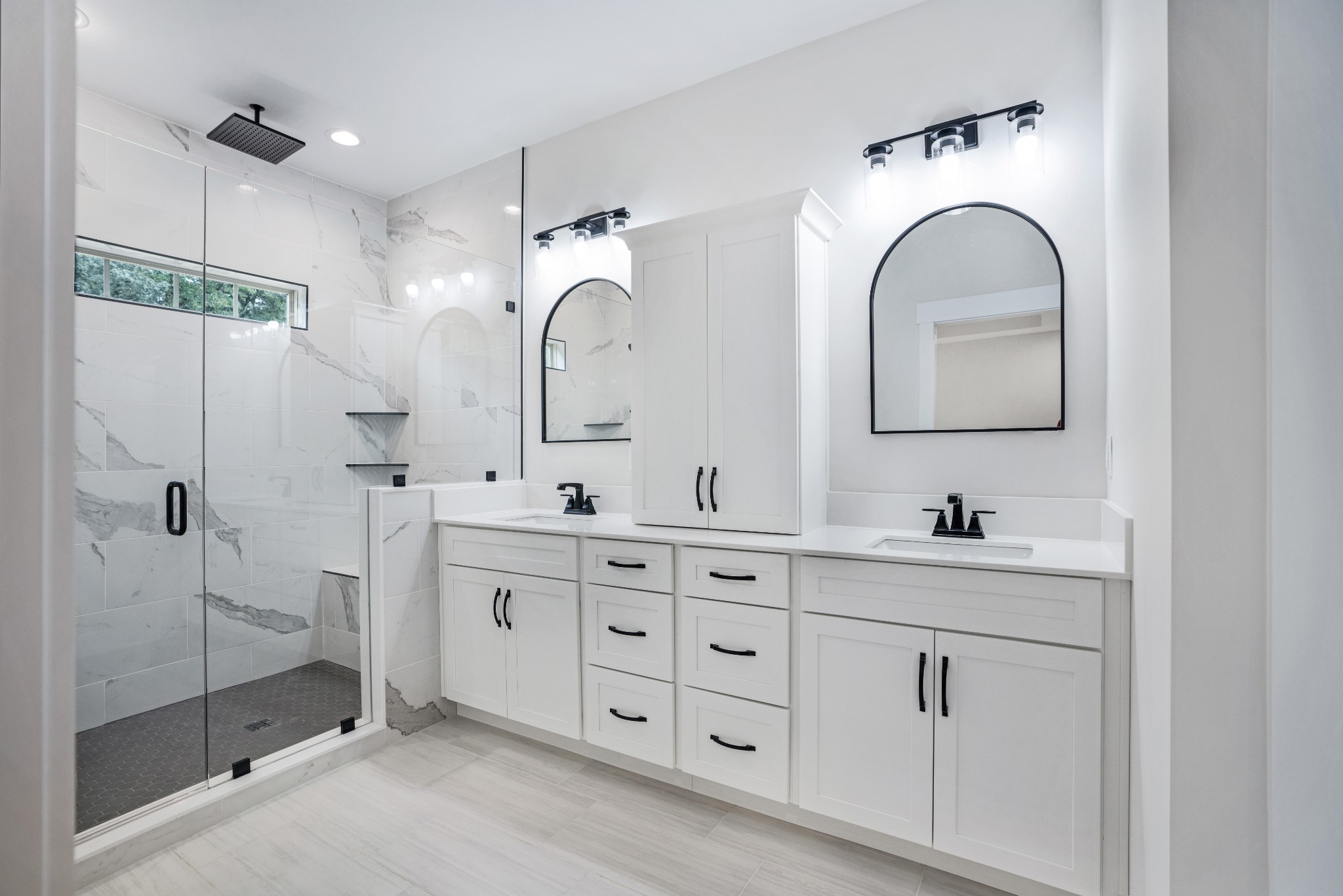 2615 Cooper Creek Road Woodlawn, TN 37191 - Photo 20 of 30 a bathroom with a double vanity sink mirror and shower