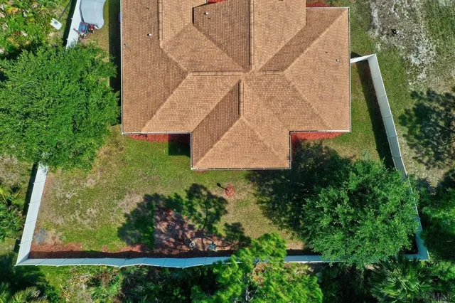 an aerial view of a house