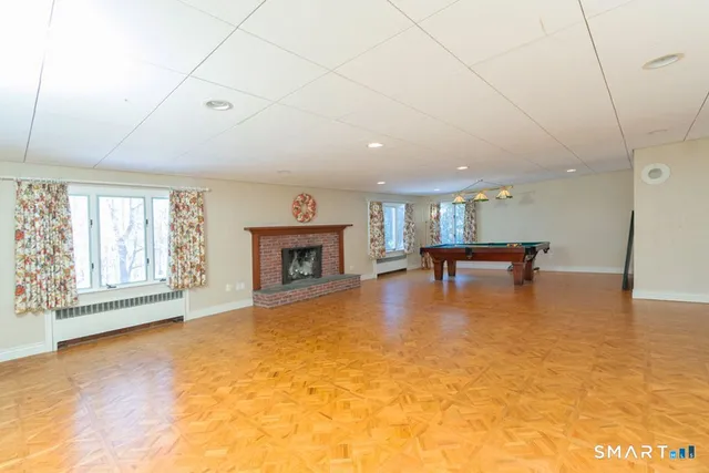 a view of a livingroom with a fireplace