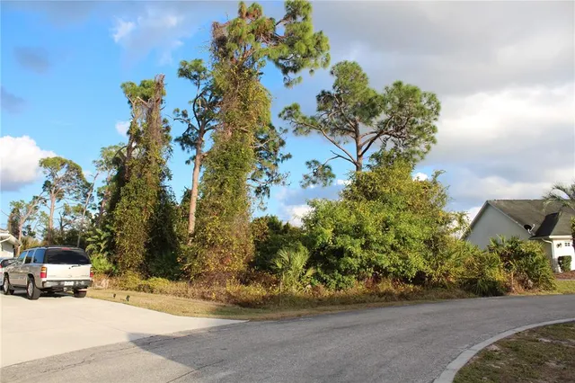 an outdoor view with patio