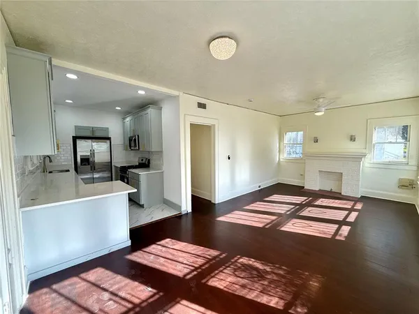 a living room with a couch and a coffee table