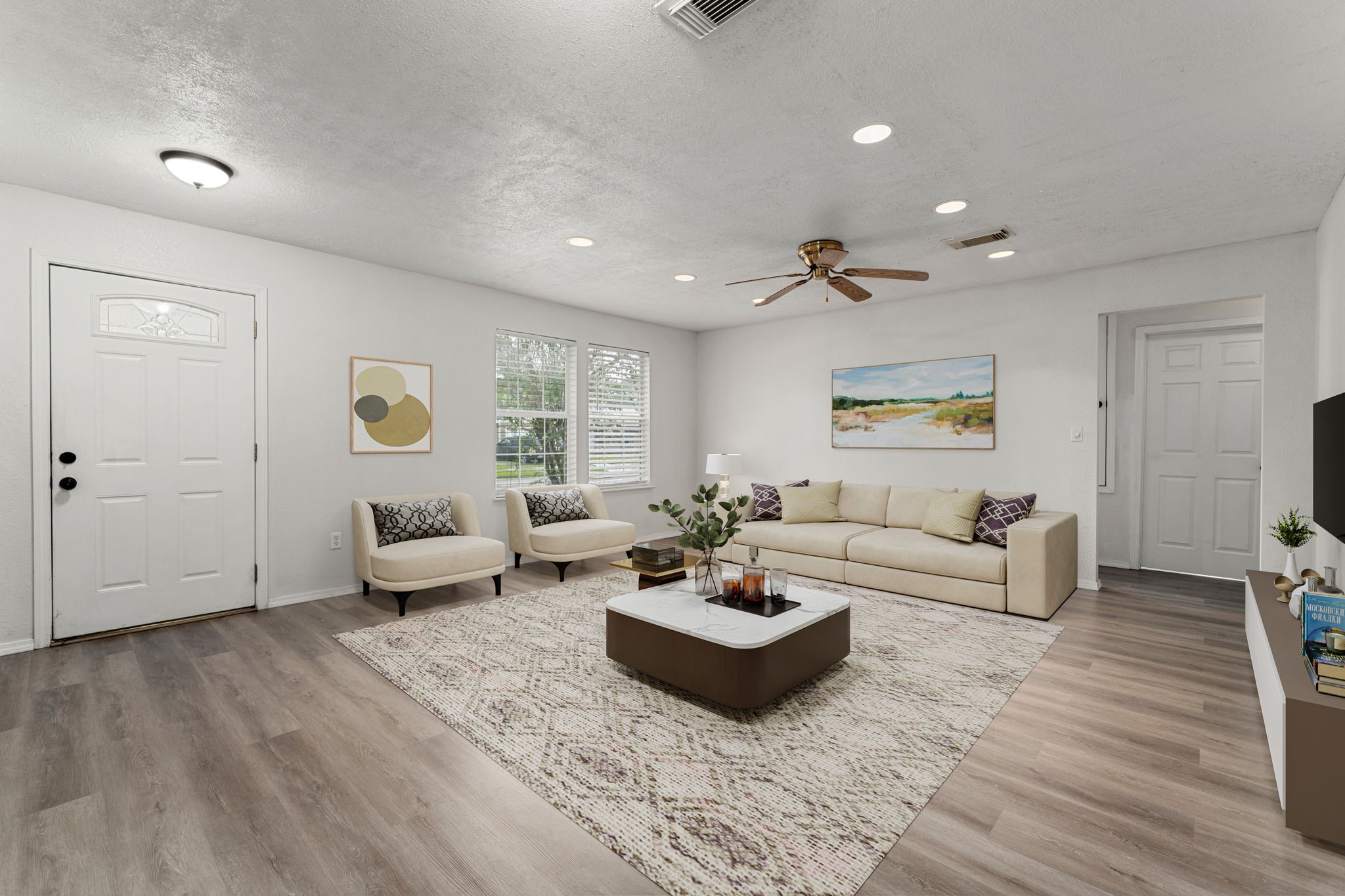 1206 Oak Meadows Street Houston, TX 77017 - Photo 1 of 32 a living room with furniture and a wooden floor