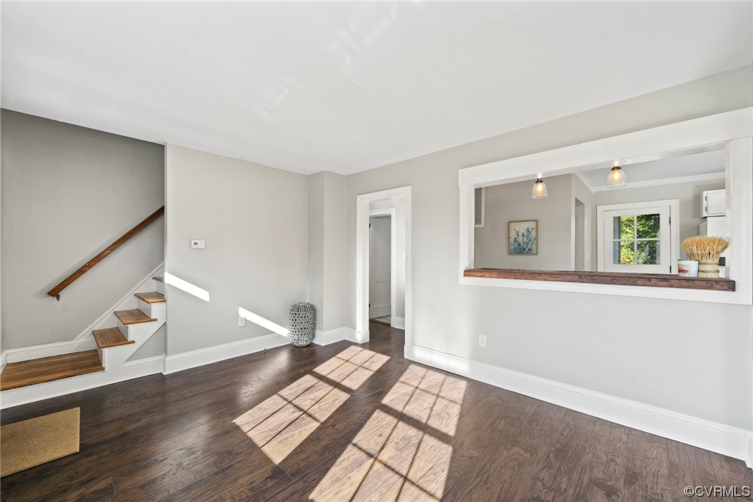 10121 Highview Road Glen Allen, VA 23059 - Photo 4 of 24 Unfurnished living room with dark hardwood floorin