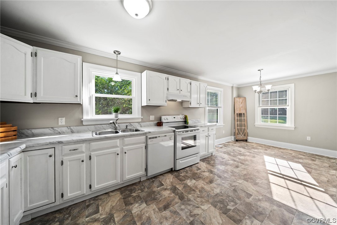 10121 Highview Road Glen Allen, VA 23059 - Photo 9 of 24 Kitchen featuring white appliances, decorative lig