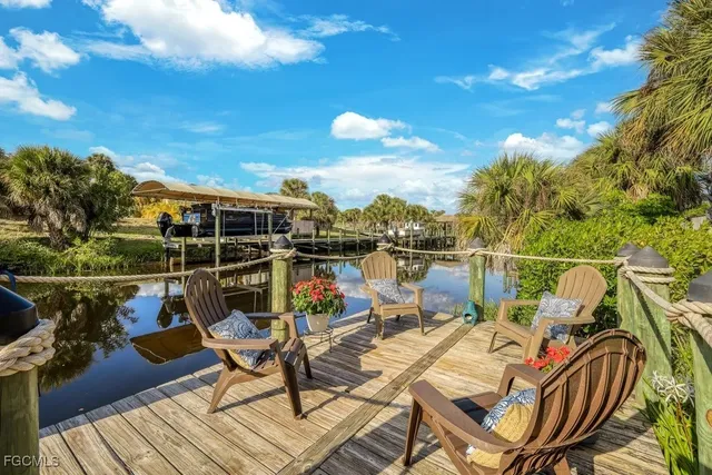 a view of a chairs on the deck