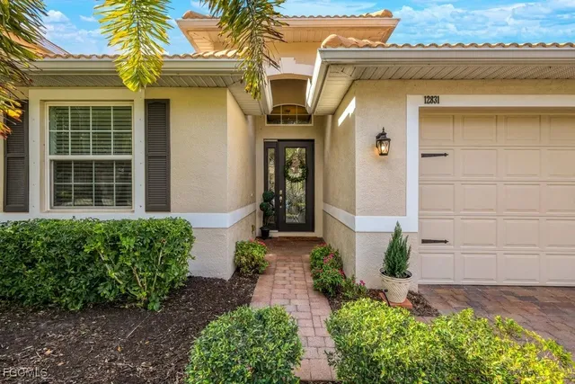 front view of a building with a yard