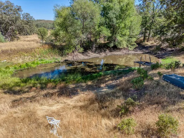 a view of a swimming pool with a yard