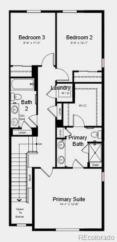 a view of a hallway with paintings on the wall