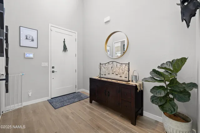 a view of a hallway to a room