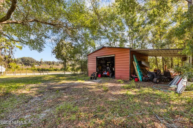 a view of a tree with a yard