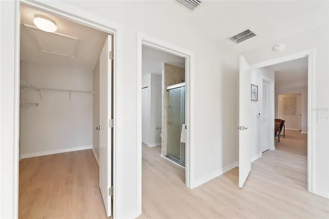 a view of a room with a wardrobe space