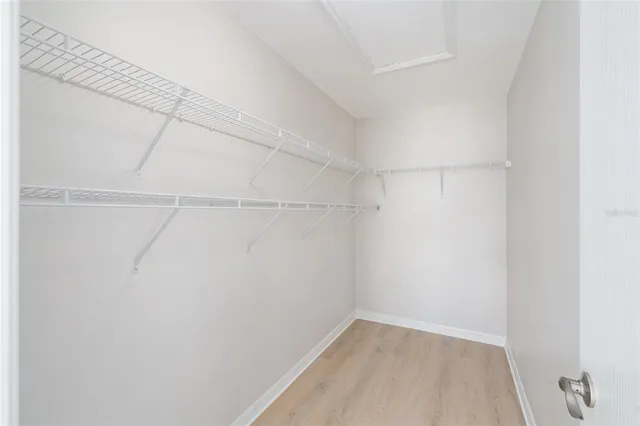 a view of a room with racks on the wall