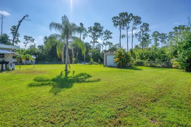 a view of a backyard with plants