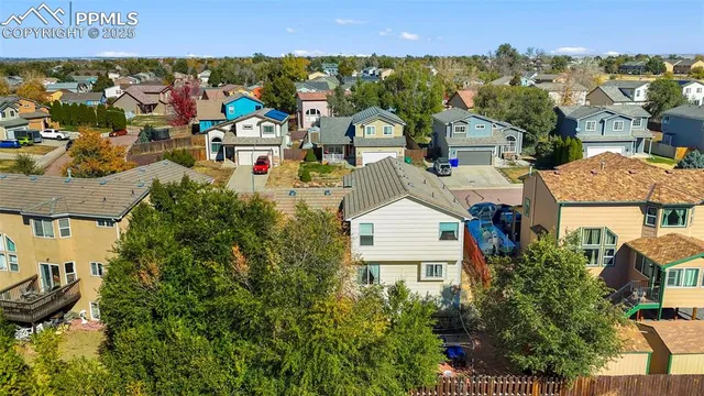 an aerial view of multiple house