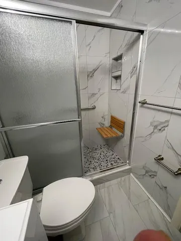 a bathroom with a shower
