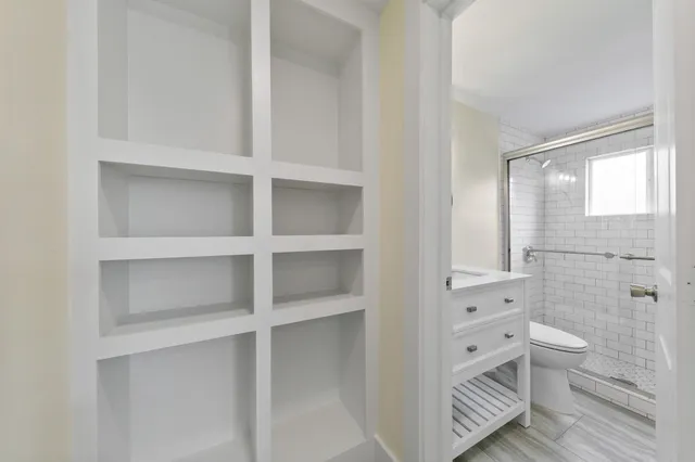 a view of bathroom with a toilet