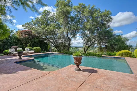 a view of backyard with lake and trees