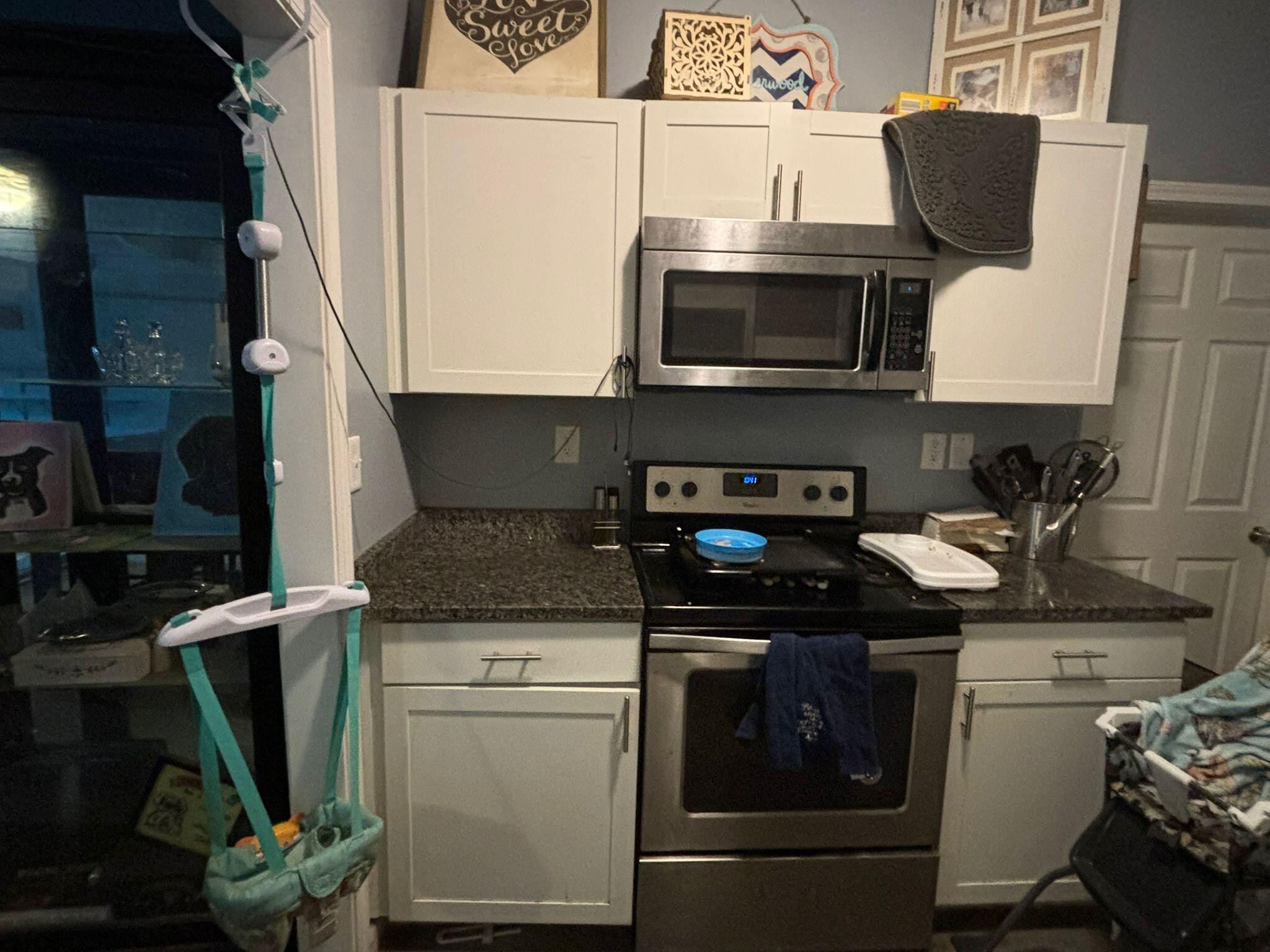 1919 Campground Road Drummonds, TN 38023 - Photo 15 of 47 a kitchen with stainless steel appliances granite countertop a stove and a microwave