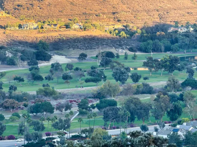 an aerial view of a houses with outdoor space and city view
