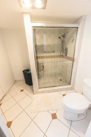 a living room with a large windows