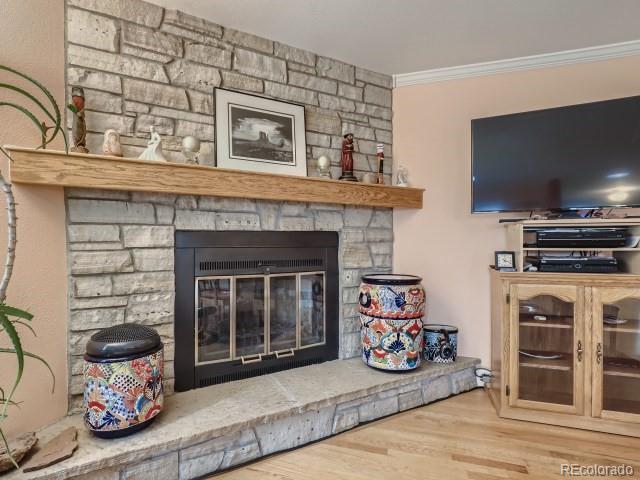 4400 Wellington Road Boulder, CO 80301 - Photo 8 of 32 a living room with furniture a flat screen tv and a fireplace
