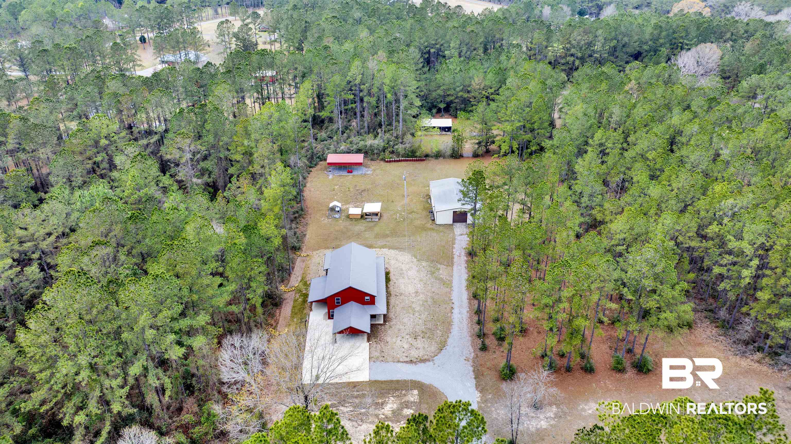 36397 Alexandria Trail Stapleton, AL 36578 - Photo 4 of 65 Drone / aerial view of a heavily wooded area
