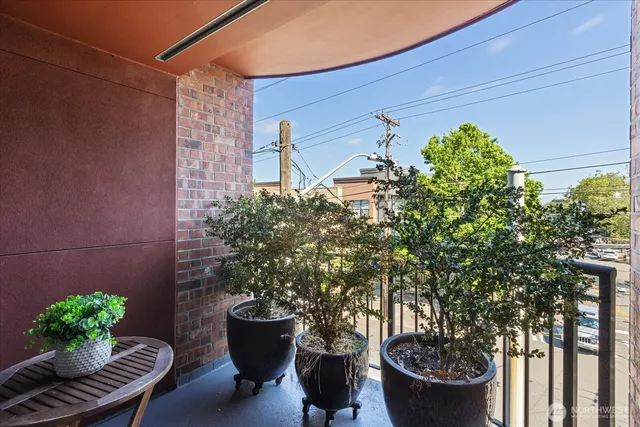 a outdoor view with a seating space