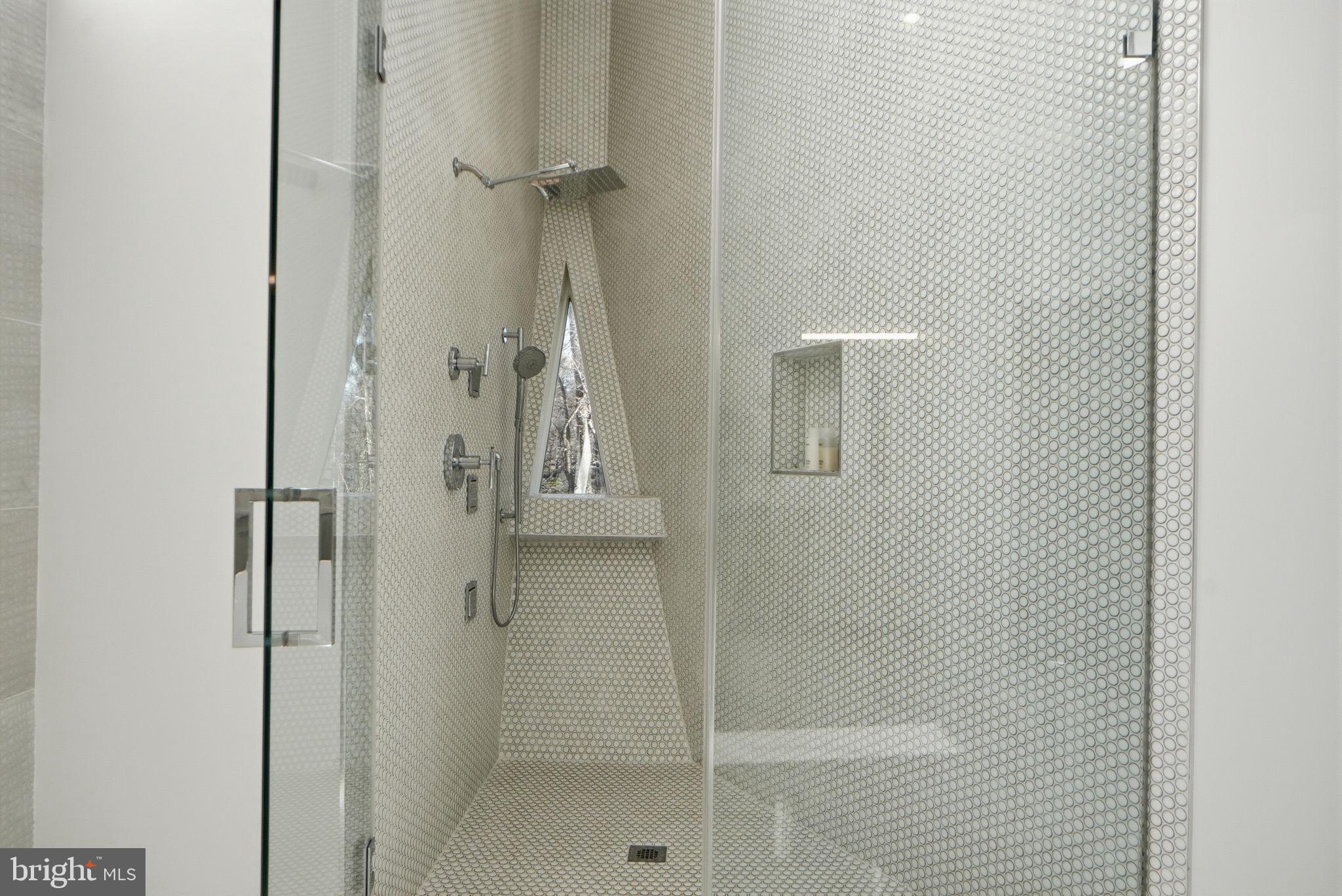 2368 Hunter Mill Road Vienna, VA 22181 - Photo 40 of 74 a bathroom with a glass shower door