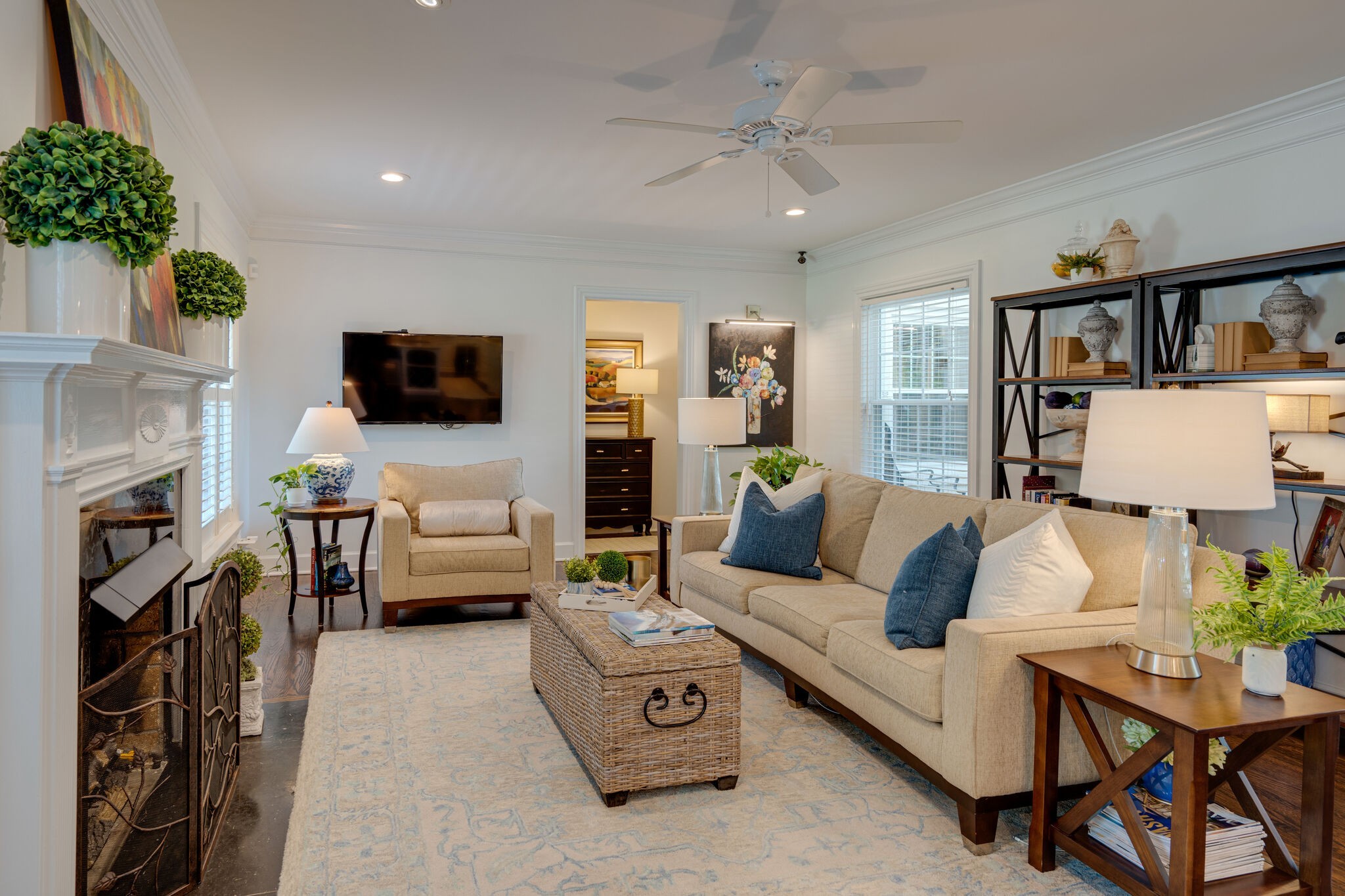 Undisclosed Address Nashville, TN 37204 - Photo 6 of 24 a living room with fireplace furniture and a flat screen tv