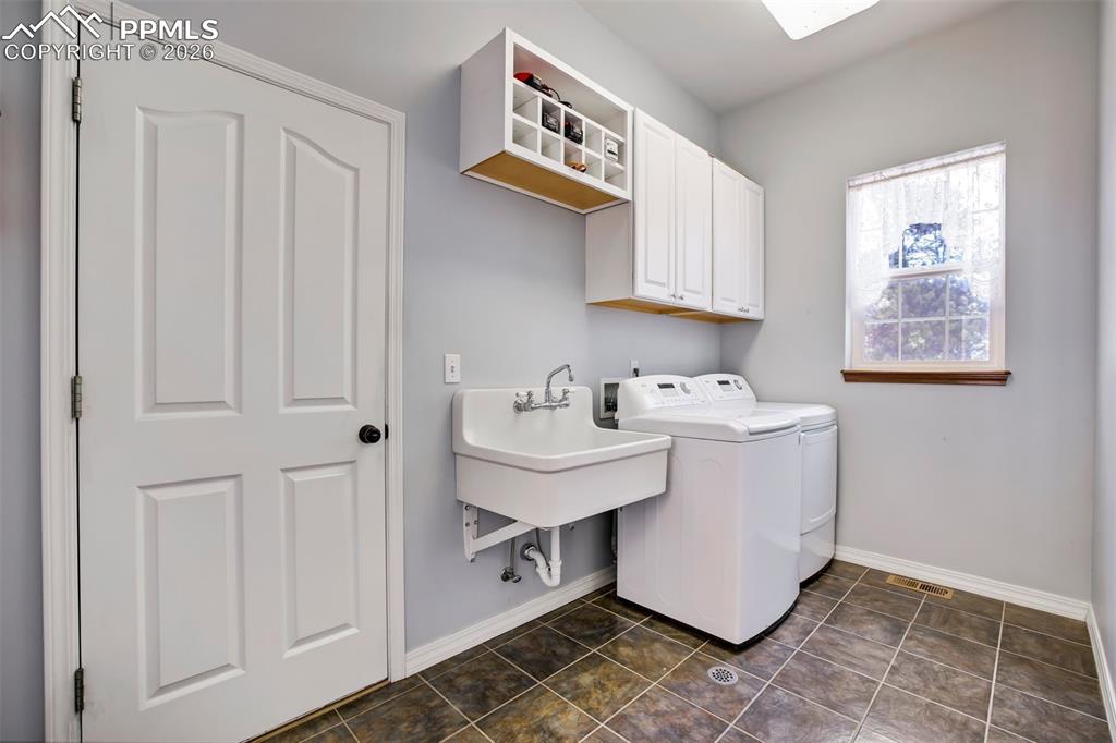 18554 Wetherill Road Monument, CO 80132 - Photo 19 of 50 a utility room with a sink a window and a mirror