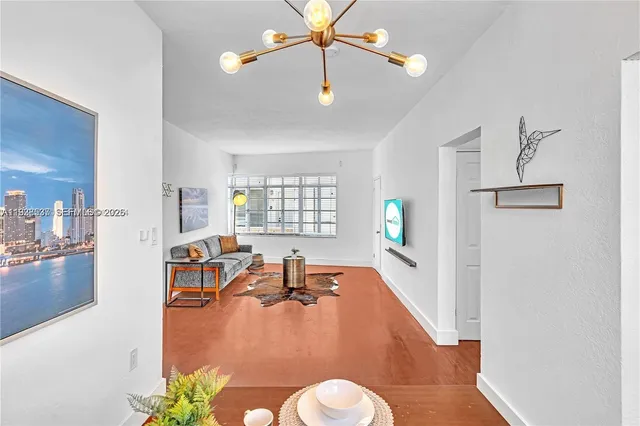 a living room with dining table