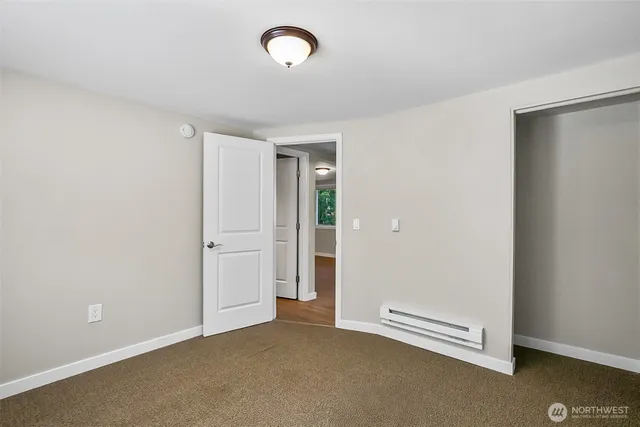 an empty room with a door