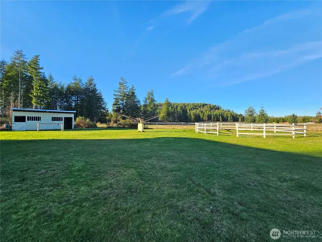a view of a swimming pool and a yard