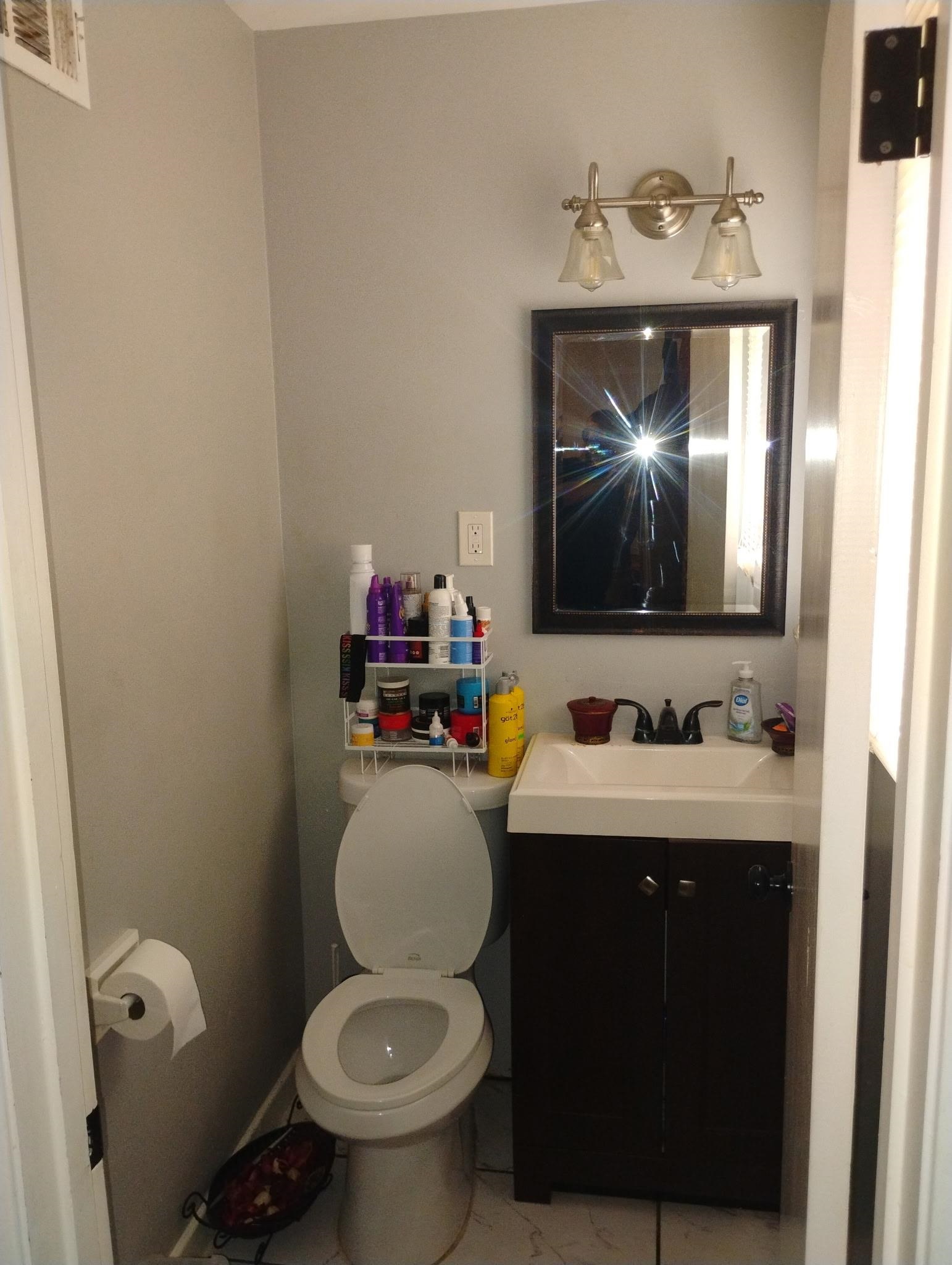 3492 Neely Road Memphis, TN 38109 - Photo 9 of 15 a bathroom with a toilet sink and mirror