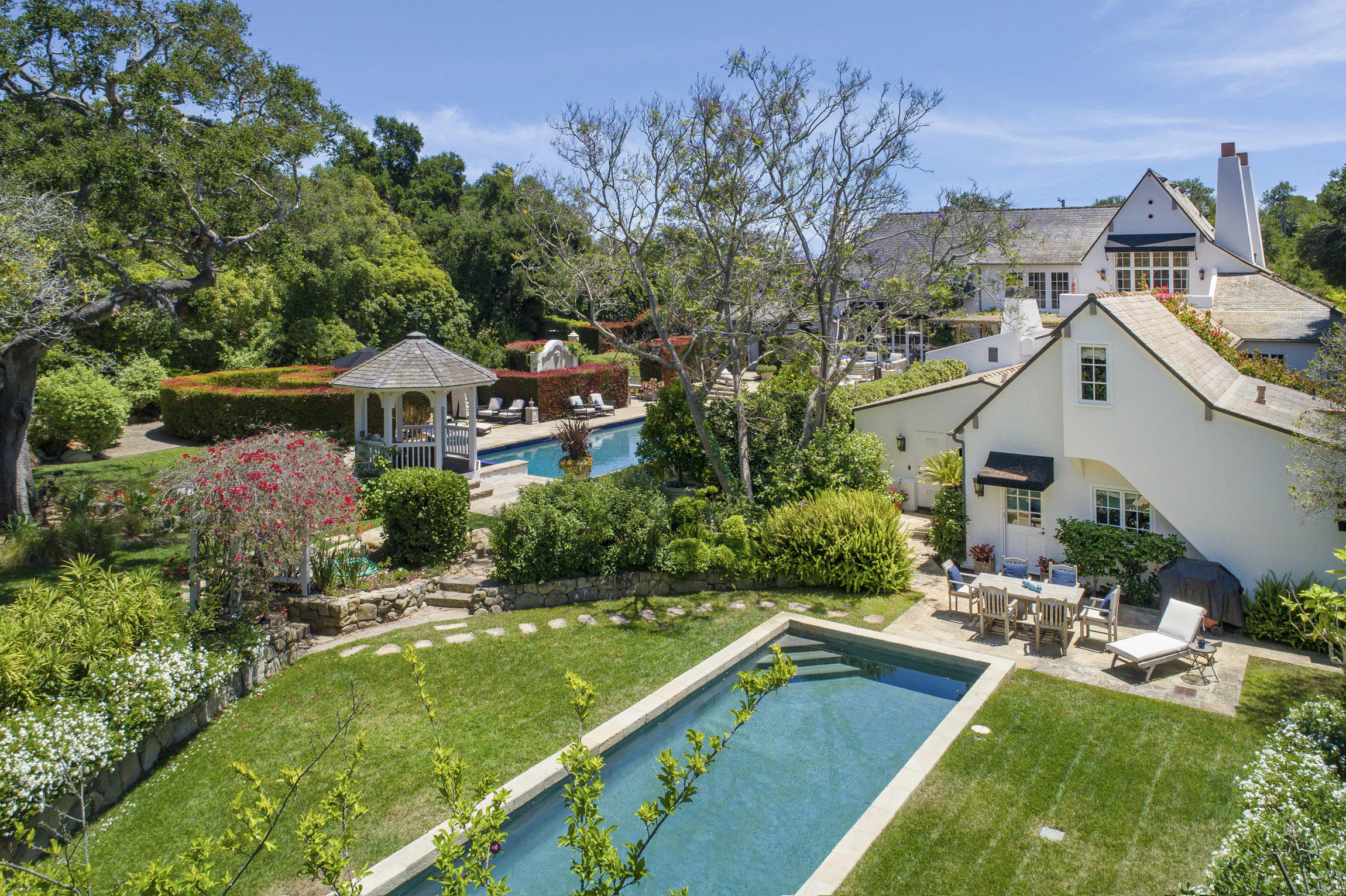 1570 East Valley Road Montecito, CA 93108 - Photo 16 of 23 aerial view of a house with swimming pool garden and patio