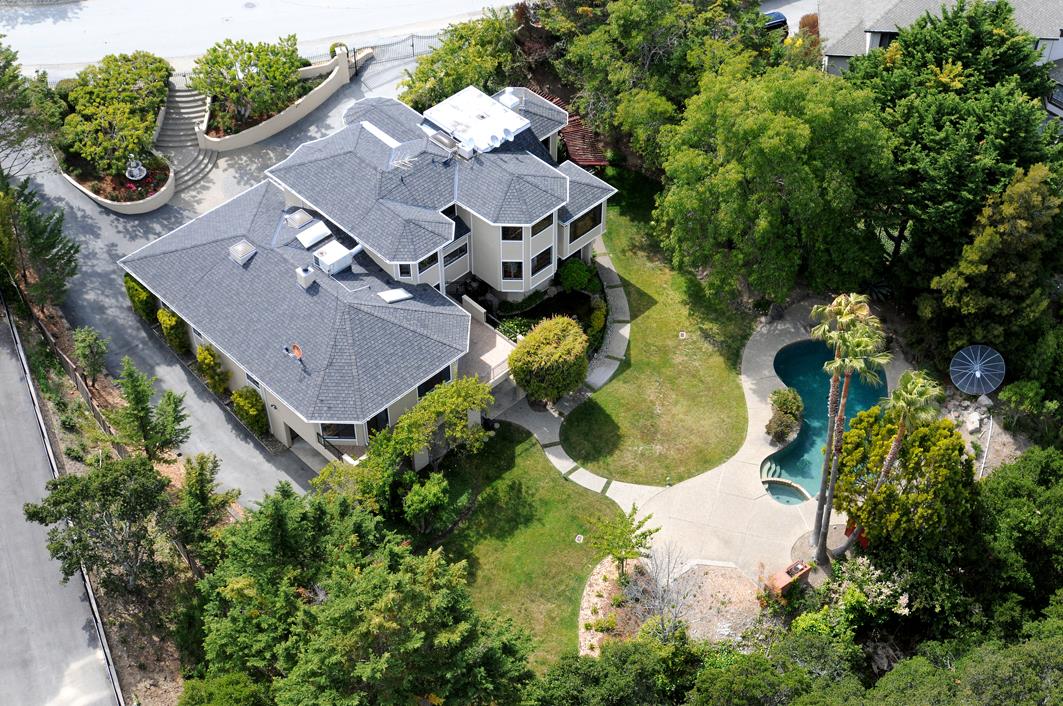 760 Darrell Road Hillsborough, CA 94010 - Photo 31 of 35 an aerial view of a house with yard