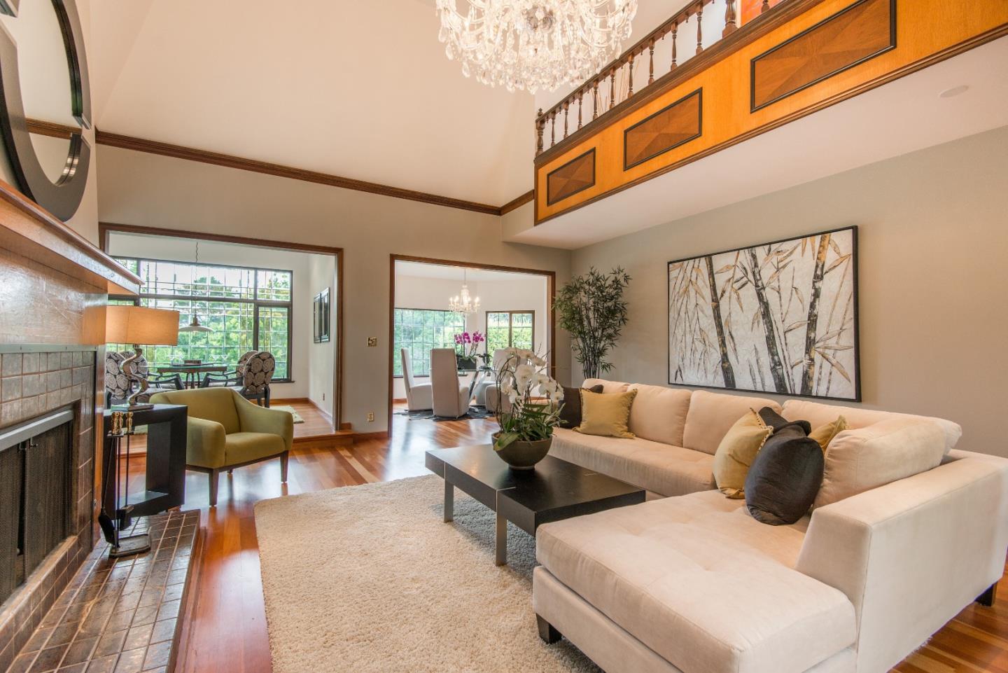 760 Darrell Road Hillsborough, CA 94010 - Photo 5 of 35 a living room with furniture and floor to ceiling windows