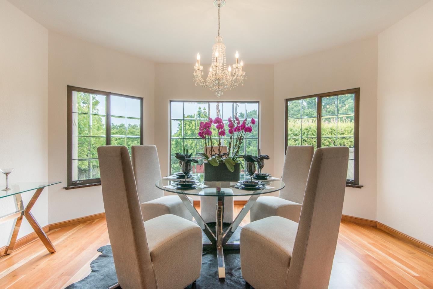 760 Darrell Road Hillsborough, CA 94010 - Photo 7 of 35 a view of a dining room with furniture window and outside view
