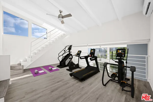 a view of a room with gym equipment
