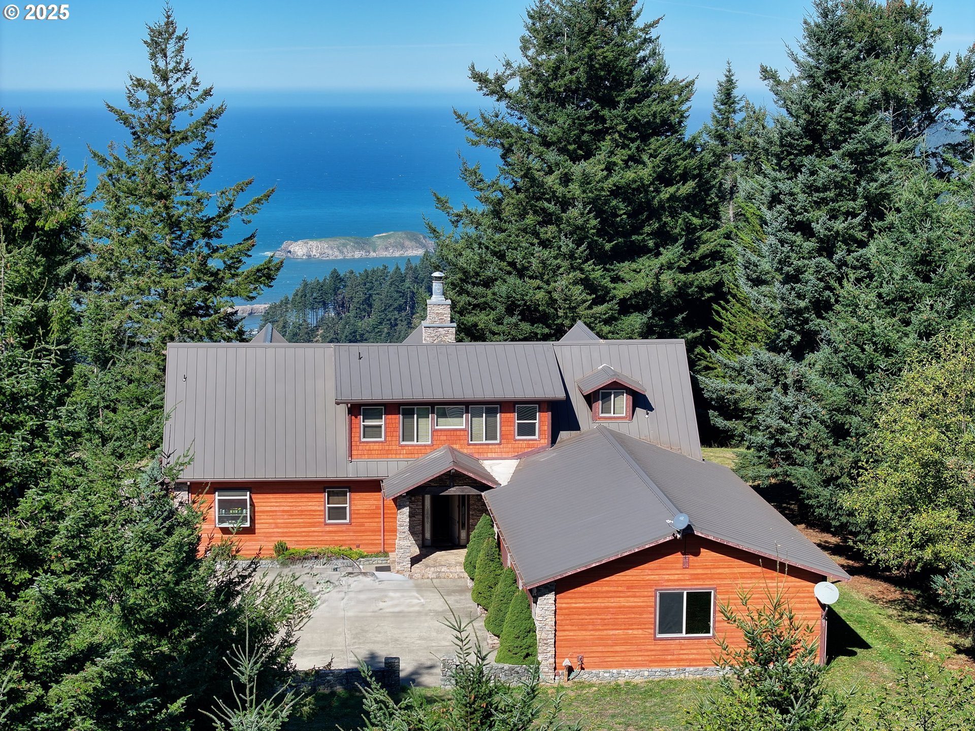 an aerial view of a house