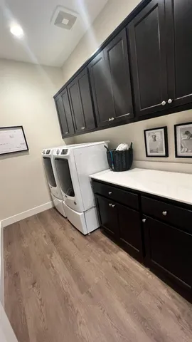 a view of a hallway with storage