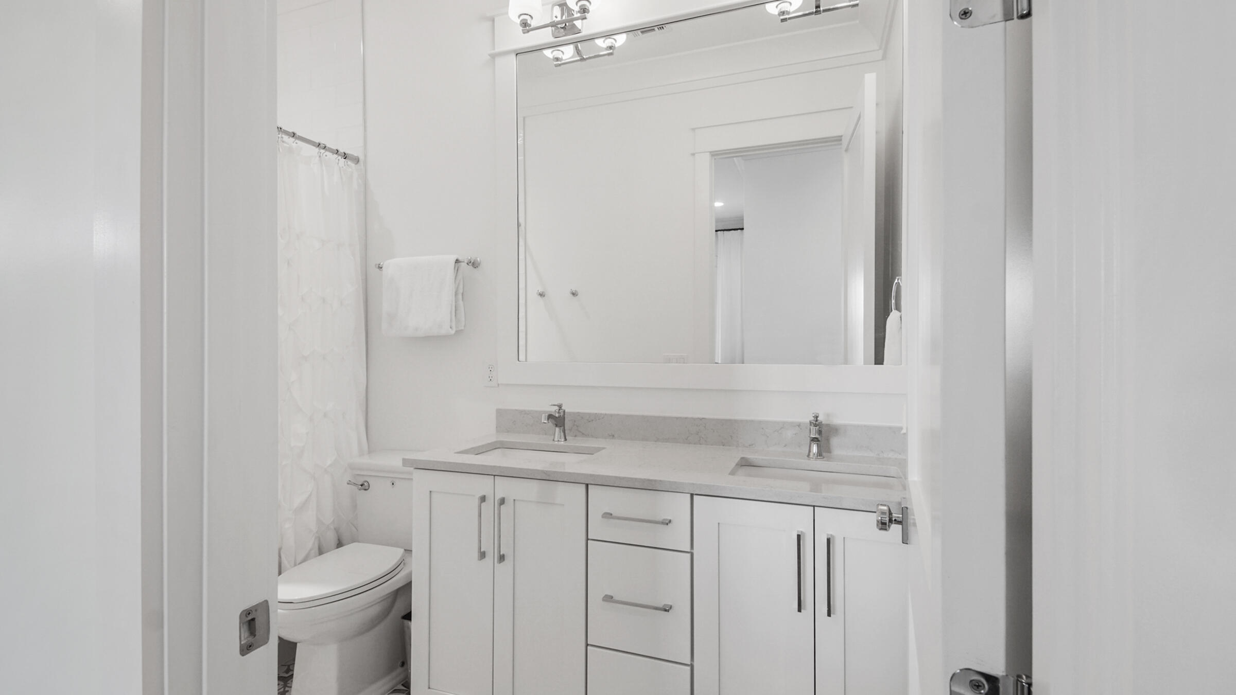 39 Beach Bike Way Inlet Beach Inlet Beach, FL 32461 - Photo 24 of 47 a bathroom with a granite countertop sink toilet and mirror