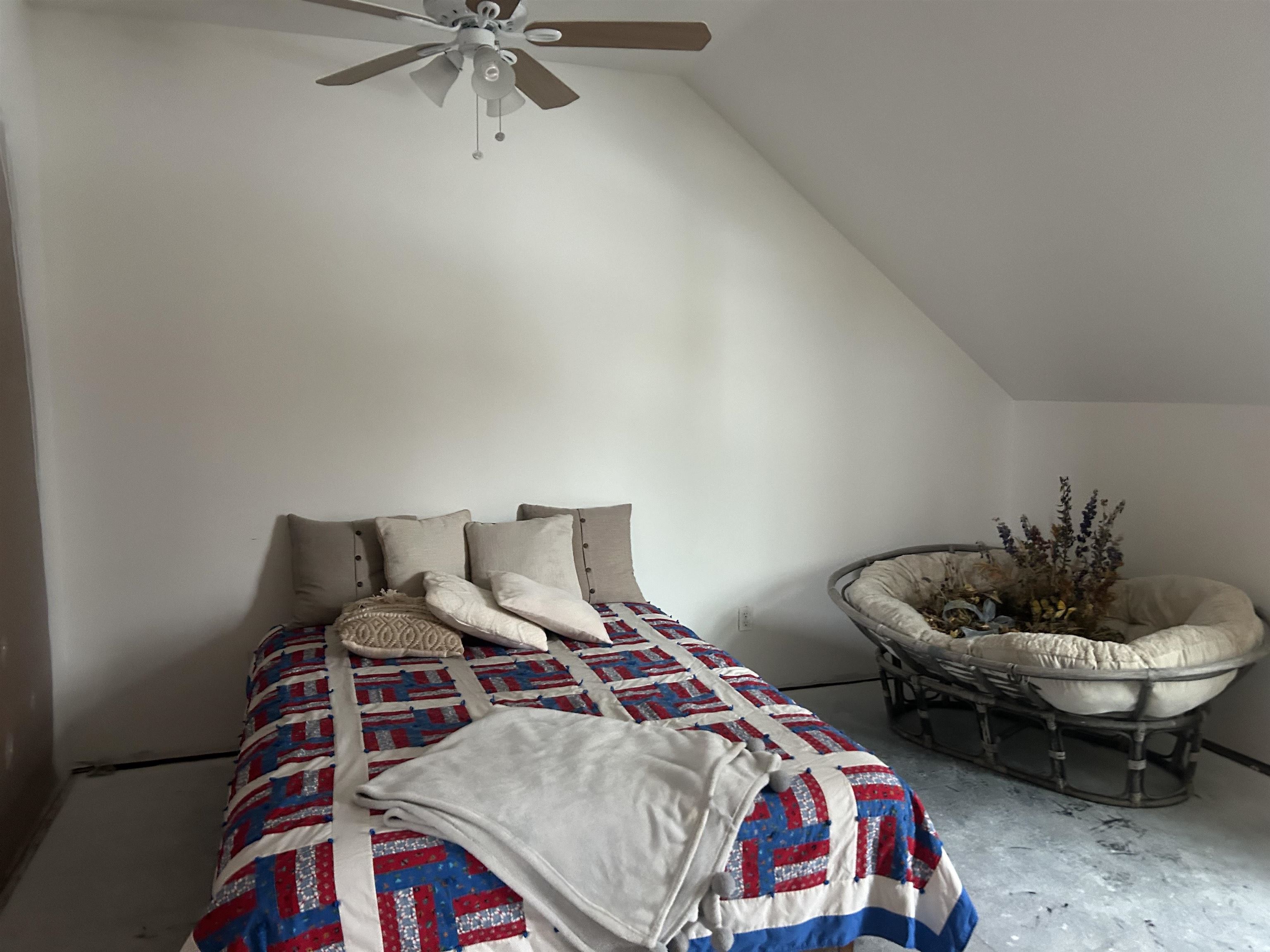 59460 Main Street Mason, WI 54856 - Photo 6 of 18 Bedroom featuring vaulted ceiling and ceiling fan